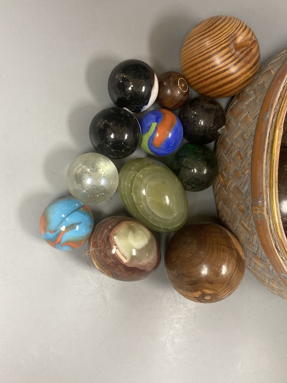 A collection of Scottish ceramic and other carpet bowls
